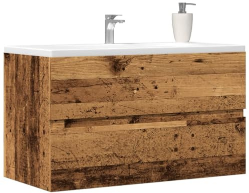 QZZCED Armadio da parete per bagno in legno di ingegneria invecchiata, 80 x 38,5 x 45 cm, con ampio spazio di archiviazione, struttura sospesa e superficie liscia per una facile pulizia,