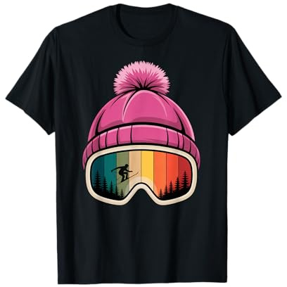 Skifahrer Apres Ski Mütze Skibrille Winter Sport T-Shirt
