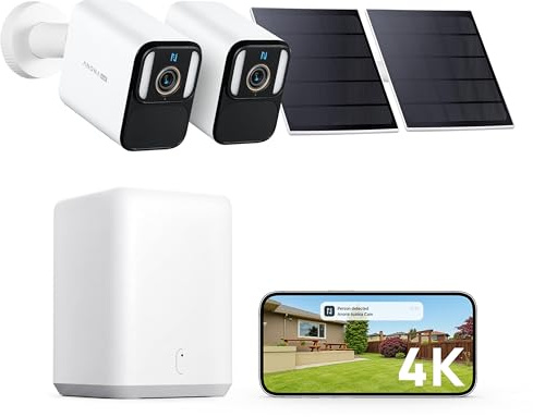 Anona 4𝙆(8MP) Kit Caméra Surveillance WiFi Exterieure sans Fil Solaire