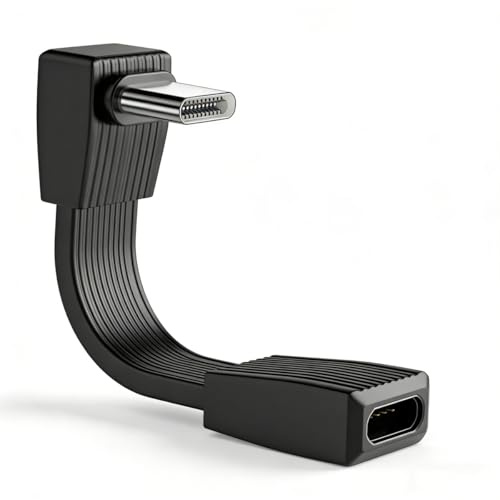 HTGuoji 80Gbps 90 Degree Short USB4 Cable 240W PD Fast Charging (5cm) | USB C Male to Female Extension Cable, Right Angle USB C Extender for Phone, Tablet, Mac Mini, 8K@60Hz Video Display