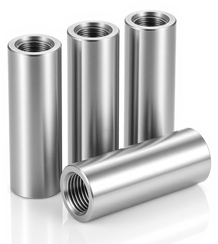 4 manicotti filettati M10 in acciaio inox, dadi di collegamento, manicotto | Manicotto filettato M10 in acciaio inox 304, filettatura interna, dadi di collegamento, dado di giunzione, dado di prolunga