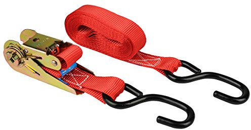 Las 2 pièces Sangle à cliquet avec Crochets en S (L x P) 5 m x 25 mm, 50 daN