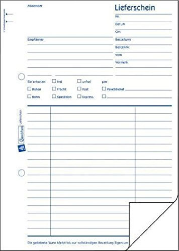 723 Lieferschein, DIN A5, vorgelocht, 2 x 50 Blatt, weiß