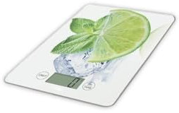 LITTLE BALANCE 8034 Slim - Balance de cuisine électronique - 5 kg/1 g - Plateau en verre trempé - Design extra-plat - Décor Citron
