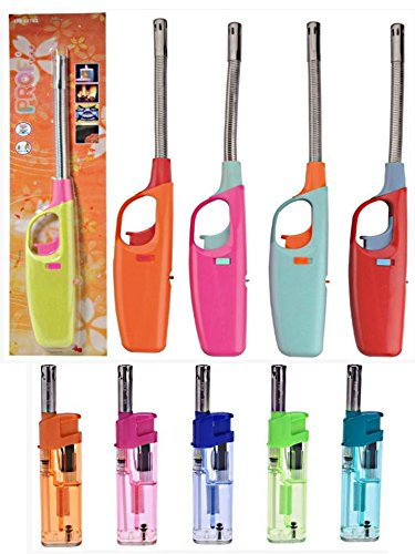 1 allume gaz col flexible métal grande taille + 1 Briquet avec embout métal - rechargeables - hyper pratique : cuisinière, barbecue, bougies.