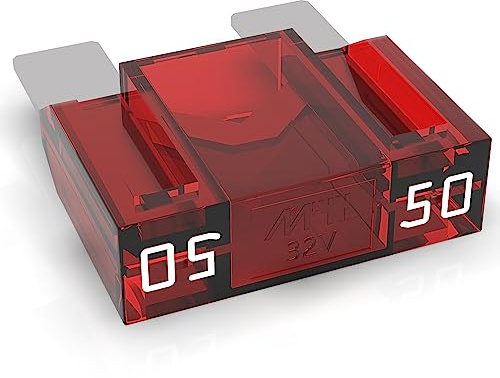 AUPROTEC Maxi Flachstecksicherung 20A - 80A Stecksicherung Schmelzsicherung Auswahl: 50A Ampere rot, 1 Stück