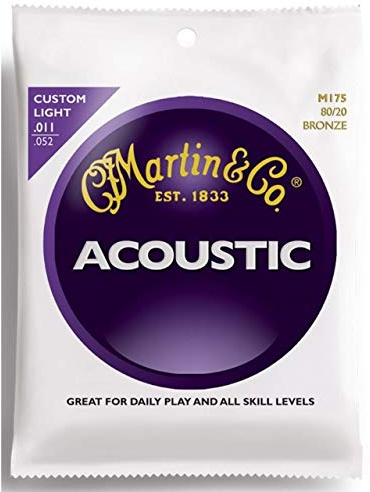 Martin Traditional Acoustic M175 Messingleuchte für Akustikgitarren, 80/20 Bronze, 0,11 - .052 4 Pack