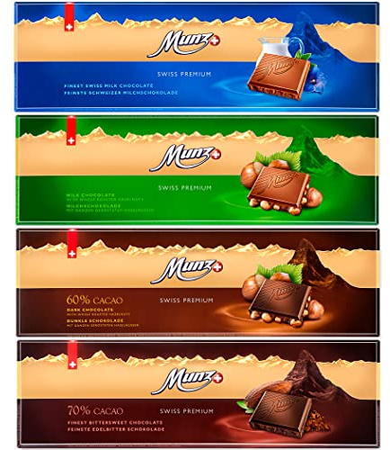 Munz Swiss Premium | 4 verschiedenen Riesentafeln im Set | 4 x 300g - 1,2kg