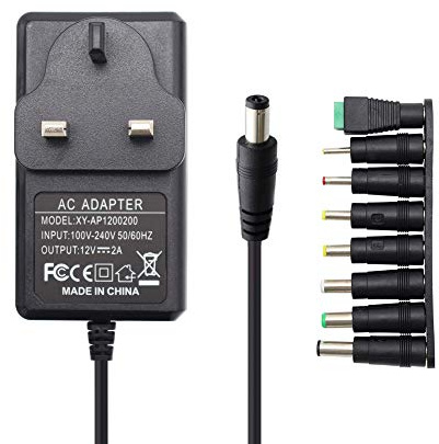 Akaboo Power Supply adapter 12V 2A, Power Cable Transformer Wall Charger for Led Strips,CCTV Camera,Cisco Router,Yamaha Keyboard,Home Appliances,Clock Radio,Doorbell,Household,Hubs,Telekom with 8×Tips