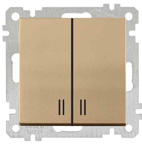 2fach Kontrollschalter beleuchtet · doppelter Schalter mit Kontrolllampe · Schalter mit Status · Gold/goldfarben · CANDELA