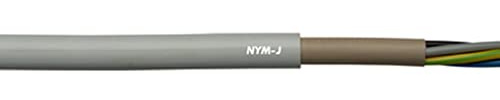 Lapp 10m NYM-J 7G1,5 Stromkabel - Feuchtraumkabel - Installationsleitung | Mantelkabel Grau, Kupfer-Adern für Innenausbau, Normleitung für Trocken- und Feuchträume, 7x1,5 mm², 300/500V Spannung