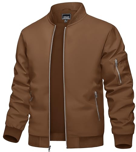 TACVASEN Bomber Jacket Men Lightweight Varsity Jackets Casual Stylish Full Zip Windbreaker Light Spring Fall Jackets Pilot Outerwear with Inner Pocket
