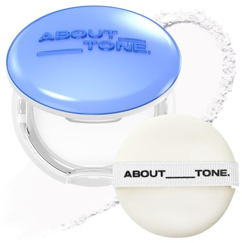 ABOUT TONE Air Fit Powder Pact 0.28oz - Makeup Fixing Pressed Powder Compact with Mirror and Puff Airy & Light Texture Face Blur Setting Finishing Translucent Sebum Control Lightweight Vegan Formula