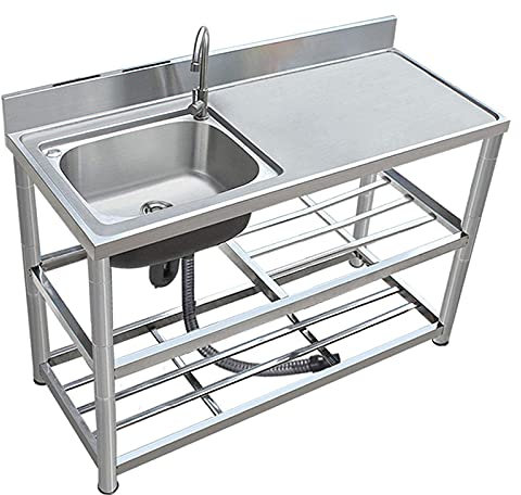 Lavello commerciale a vasca singola da incasso Lavabo da cucina Lavello per uso domestico Piano di lavoro integrato con deflettore rinforzato con staffa/39,4 little surprise