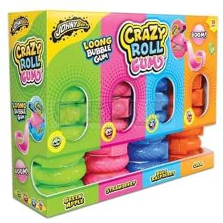 JohnyBee Crazy Roll Gum- Gusti-mela verde-fragola-lampone- cola 36 pezzi