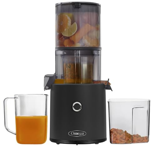 Omega Effortless Batch Cold Press Juicer - Hands Free Vegetable and Fruit Masticating Juicer Machine with 68-oz. capacity, Extra Large Hopper No-Prep whole recipe juicing, Easy Clean, 150-Watts, Black