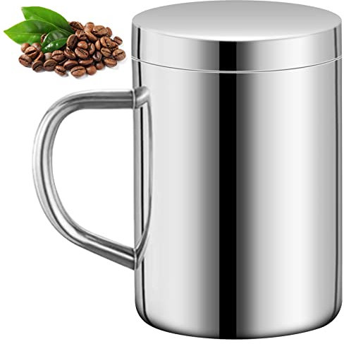 AMJKEJI Taza de Café 400ml, Vaso Termico Cafe para Llevar, Taza Termo Te de Acero Inoxidable con Tapa para Hogar, Oficina, Camping, Viajes