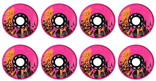 JHKJ Inline-Skate-Räder 86A PU-verschleißfeste Inline-Skate-Ersatzräder für Inline-Skating oder Outdoor/Indoor 72 mm, 76 mm,Rosa,76mm