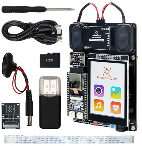 Freenove Development Kit for ESP32-S3 ESP32 S3 CAM (Included), Dual-core 32-bit 240 MHz Microcontroller, Onboard Camera Wireless, Touch Screen Stereo Speakers Heart Rate Sensor, Tutorial Code