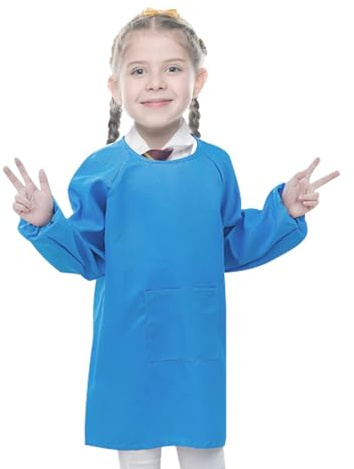 Delantal de pintura de manga larga para niños de 8 a 11 años, delantal impermeable para pintura de cerámica para niños y niñas, delantal de pintura para niños, manualidades, manga larga, bata de