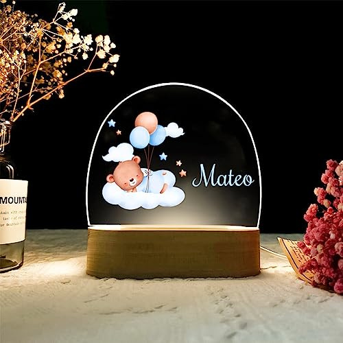 RecontraMago Regalos recien nacidos Lamparas de mesita noche para bebes y niños - personalizada decoracion habitacion bebe luz quitamiedos infantil lampara niño originales cosas mesa nocturna (7)