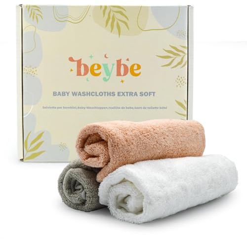 Beybe Asciugamano neonato neonato in bambù per bambini, 50 x 25 cm, set di 3 asciugamani da neonato in bambù, multiuso, indispensabile per neonato
