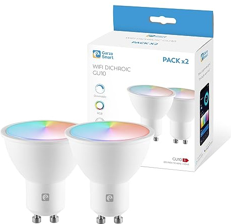Garza 2-pack GU10 5W WiFi (40W ekv.) RGB+CCT, dimbar, programmerbar, röststyrning och app, Alexa/Google Home, 2,4 GHz wifi, 400 lm