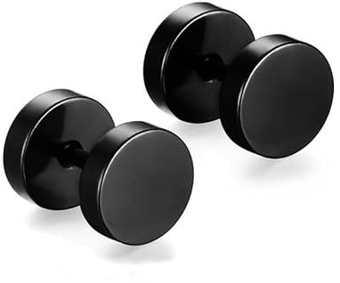 Ozmw 1 Paar Ohrstecker Schwarz Fake Plugs Ohrringe 8mm, Edelstahl Ohrstecker Schwarz Poliert Taper Plugs Tunnel Doppelseite