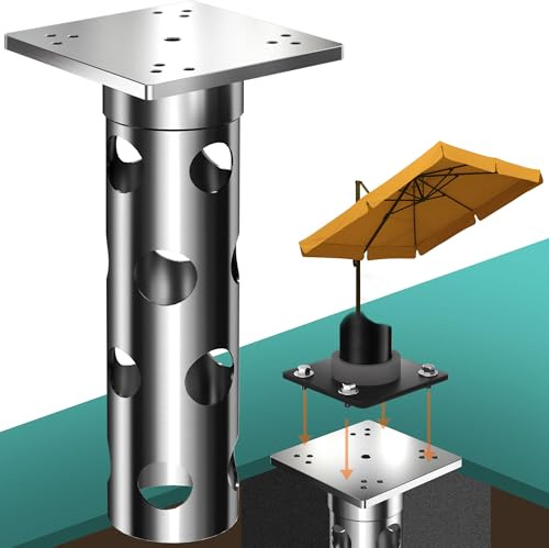 Menz Bodenhülse Sonnenschirm - Edelstahl Bodenanker Ampelschirm mit Bodenplatte zum Einbetonieren, Universal Sonnenschirmständer Ampelschirm, belastbar bis 1000 kg, Made in Germany