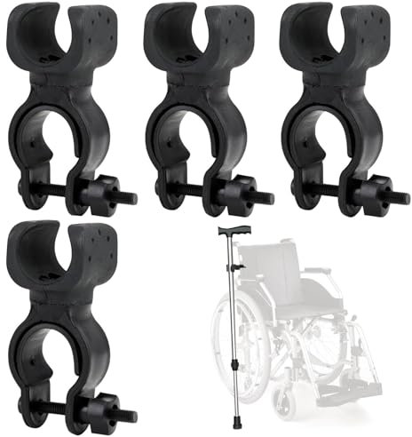 4 Stück Krückenhalter,Stockhalter Für Rollator,stockhalter, gehstockhalter, Halterungen Für Gehstöcke & Krücken,Gehstock Halterung,rollstuhl zubehör,für Rollstuhl Roller Fahrrad Elektro Roller Walker
