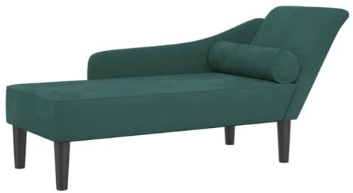 Gecheer Chaiselongue mit Kissen Relaxsessel Relaxliege Fernsehsessel Schlafsofa Liegesessel Liegestuhl Liege Gästebett Loungesessel, für Wohnzimmer, Schlafzimmer, Gästezimmer,Dunkelgrün Samt