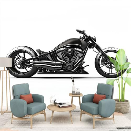 Cooles Motorrad Fototapete 3D Effekt 200 x 140cm Fototapeten Wandbild Motivtapeten Vlies-Tapeten Moderne Wandtapete Wand Wohnzimmer Spielzimmer Dekoration
