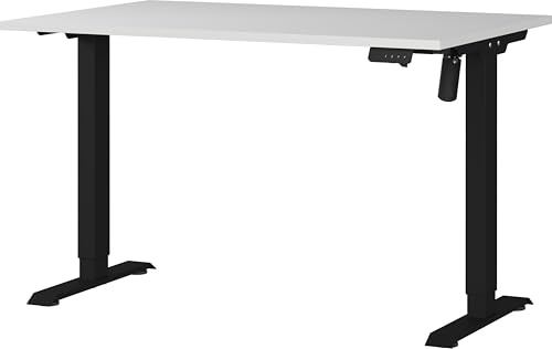 Germania Schreibtisch 8022-581, in Lichtgrau/Schwarz, elektr. höhenverstellbar, 120 x 119 x 80 cm (BxHxT)