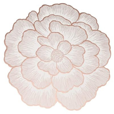 Daesar Platzset Rund 38CM 2er Set, Platzdeckchen Abwaschbar Rose Blumen Tischsets PVC Aesthetic Weiß Rosa