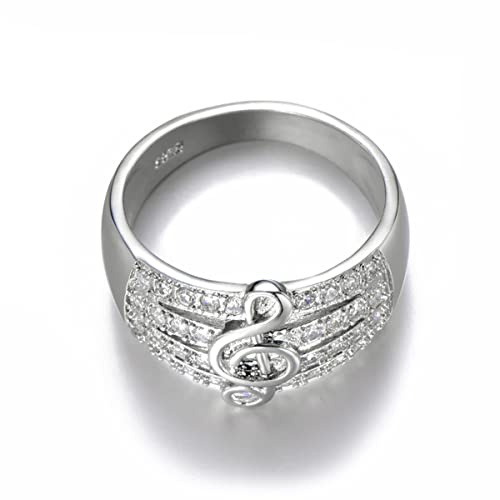 BESPORTBLE Musiknoten-ring Damen Silber Mit Funkelnden Diamanten Breiter Modischer Schmuckring Kreatives Design Für Musikliebhaber Langlebig Und Stilvoll