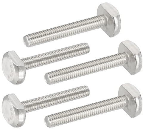 PATIKIL Boulons en T M6 x 40 mm, 5 pièces en acier inoxydable 304 Boulon à encastrer en forme de T Vis coulissante à tête de marteau Filetage métrique pour rail en T, argent