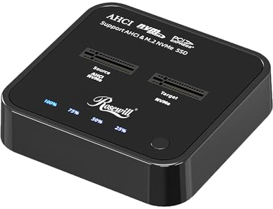 Rosewill Cloner, M.2 Duplicator Dual Bay Enclosure, Tool-Free 20Gbps USB3.2 Gen 2X2 to USB Adapter M.2 Docking Station for M Key PCIE Reader Supports Offline Clone-RS-N2-CL