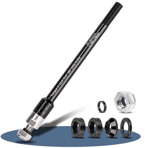 Adaptador de eje pasante para remolque de bicicleta, M12 160-178 mm, construcción de aluminio con arandelas ajustables, compatible con la mayoría de acoplamientos de remolques de Bicicleta (M12x1.5)