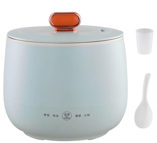 MGHRUEWH Mini Olla Arrocera De 1,8 L, Multicocina Eléctrica con Revestimiento Antiadherente para 1 O 2 Personas, 4 Funciones para Arroz, Sopa, Gachas Y Shabu Shabu,Azul