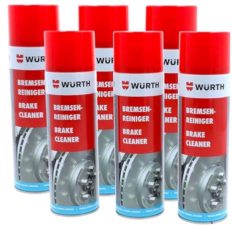 Wuerth WÜRTH Limpiador de Frenos 500 ml – Pack de 6 Unidades | Limpieza Técnica Rápida de Pastillas, Discos y Superficies Metálicas | Uso Profesional y Automoción