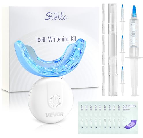 VEVOR Tandblekningssats med LED-ljus, 32 st LED-gaslampor, blekande gelspruta, U-bricka, gelpennor och sprutor, trådlöst bärbart kit som tar bort fläckar