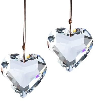 BEAMARKER 2 prisma hjärtformad kristall solfångare 1,77 cm transparent glas hängande för fest bröllop födelsedag heminredning inomhus utomhus fönster trädgård terrass