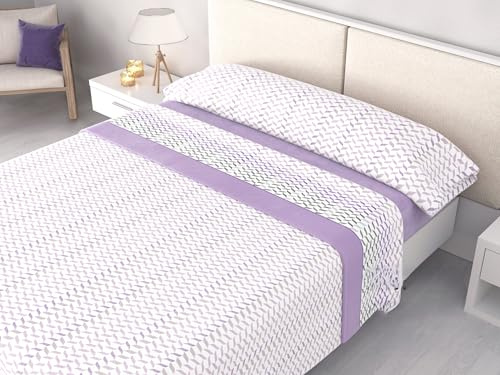 Juego de Sábanas Invierno Polar Pirineo 120 g/m² Perchado Doble Cara – Finas pero Cálidas – 3 Piezas con Bajera Ajustable Perimetral – Camas 90, 105, 135, 150 y 180cm (Elodie Malva, Cama 90cm)