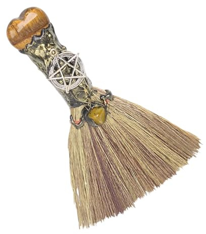 Ranley Halloween Witch Broom Energy Crystal Witch Broom for Altar, Cleaning and Healing Accessories, Desk Decoration for Yoga Room, Bedroom, Kitchen, Living Room, Bathroom, Tea Room, Home