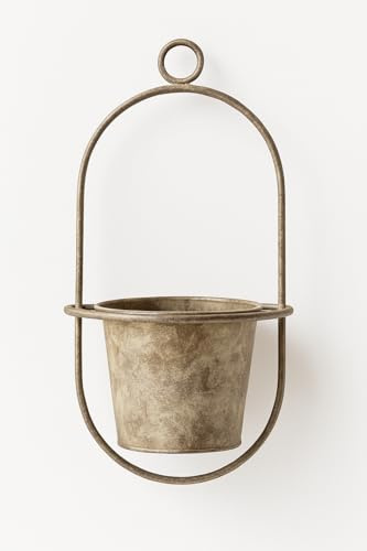 STUWU Metall Hänge-Pflanztopf im Antik-Look – dekorativer Vintage Blumentopf zum Aufhängen, Shabby Chic, ideal für Balkon, Garten, Terrasse & Indoor