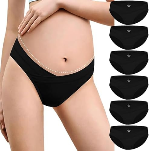 Briyat Braguitas Postparto Bragas Premama Bragas Embarazadas Algodon 6 Piezas Ropa Premama Embarazada Negro*6 3XL