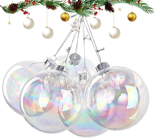 Teksome Bolas de árbol de Navidad, iridiscentes de 3 Pulgadas, Juego de de Navidad con Bombillas iridiscentes, para Interiores y Exteriores, Fiestas, Chimenea, Granja, apartamento, Patio