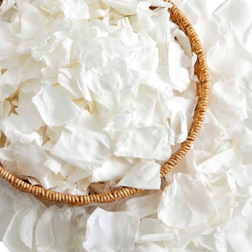 Sinmoe 700+ Pcs Real White Rose Petals, 150g Freeze Dried Rose Petals Natural Confetti for Wedding Flower Girl, Bridal Shower, Proposal, Romantic Night, Table Decoration