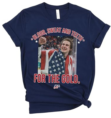 Jack Hughes Shirt – USA Gold Hockey T-Shirt, Blood Sweat and Teeth Graphic Tee, New Jersey Hockey Fan Gift