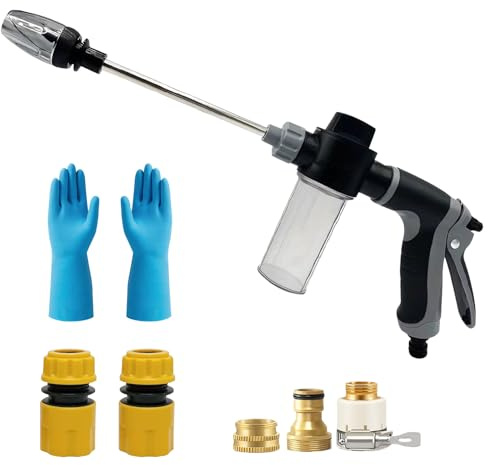 Shinybox Pistola de Agua Power Jet de Alta Presión, Pistola de Lavado a Presión con Accesorios y Guantes, Limpiador Exterior para Lavado de Coches, Jardín y Terraza